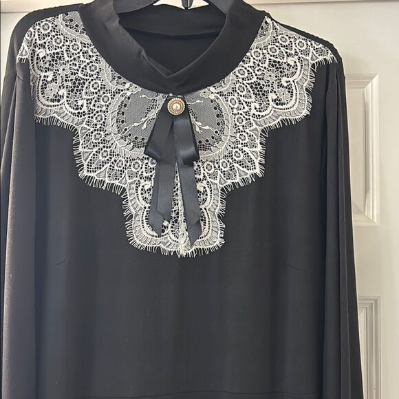 Victorian Gothic Black 3-tier Dress with Lace Details Size 4X - Picture 2 of 11